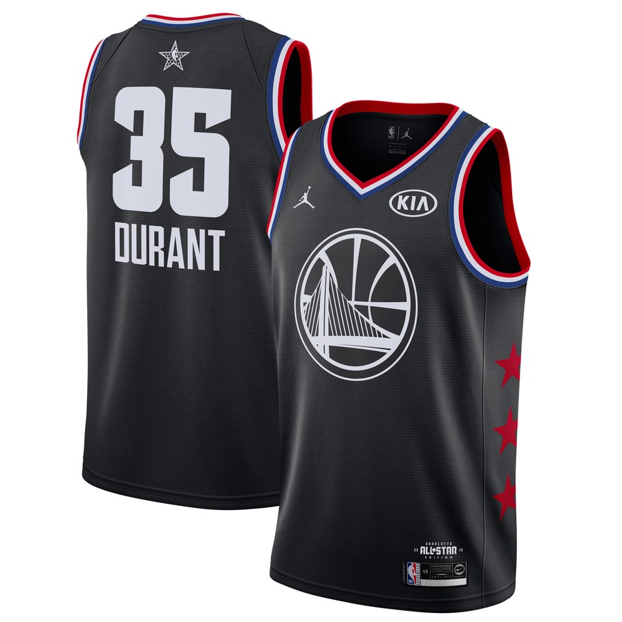 Personalized Warriors 35 Kevin Durant Black 2019 NBA All-Star Game Jordan Brand Swingman Jersey