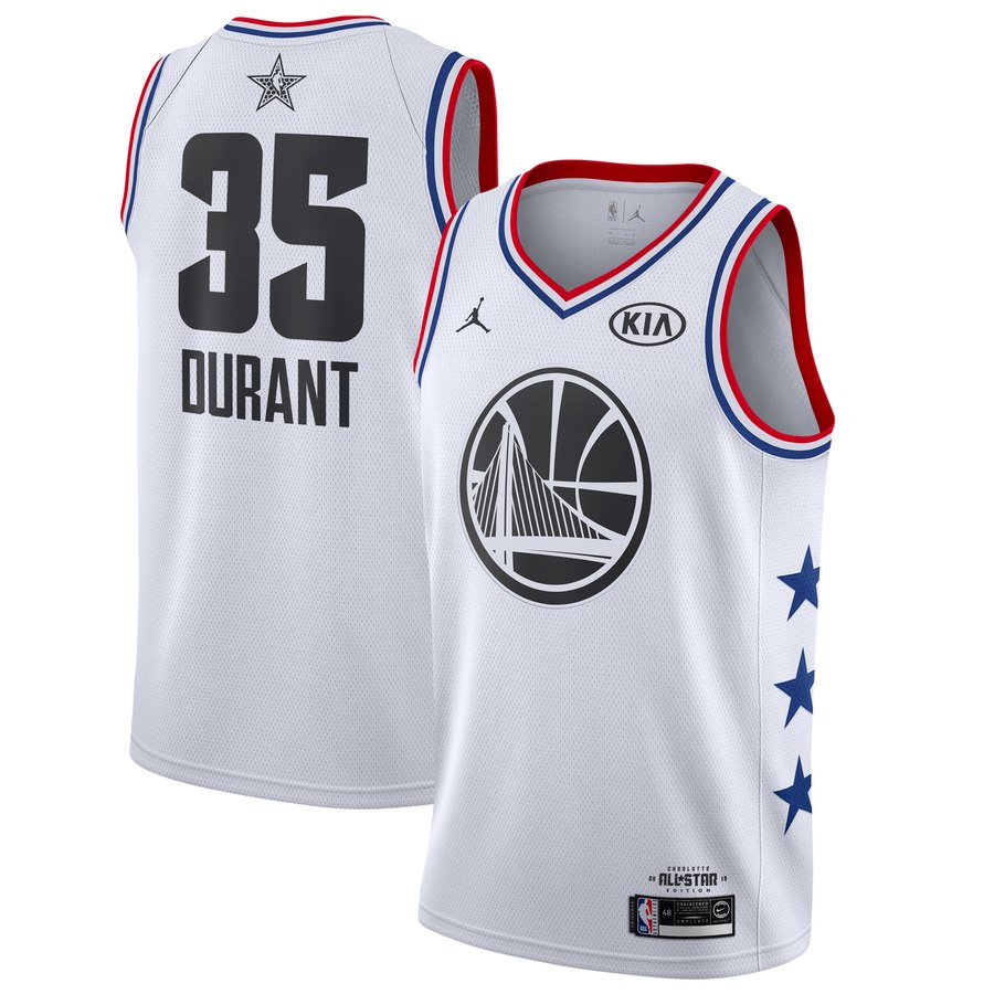 Personalized Warriors 35 Kevin Durant White 2019 NBA All-Star Game Jordan Brand Swingman Jersey