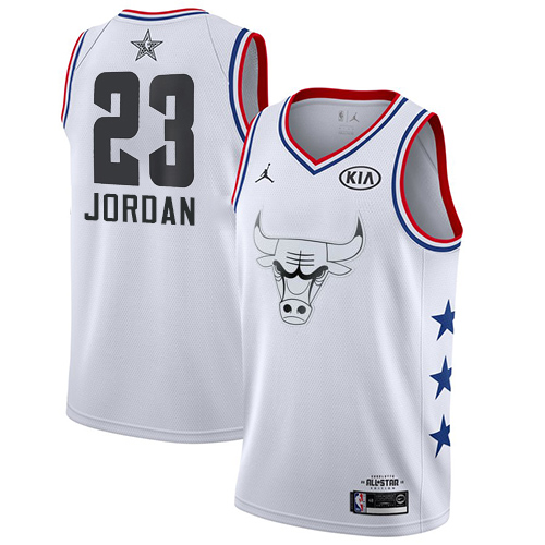 Personalized Bulls #23 Michael Jordan White Basketball Jordan Swingman 2019 All-Star Game Jersey