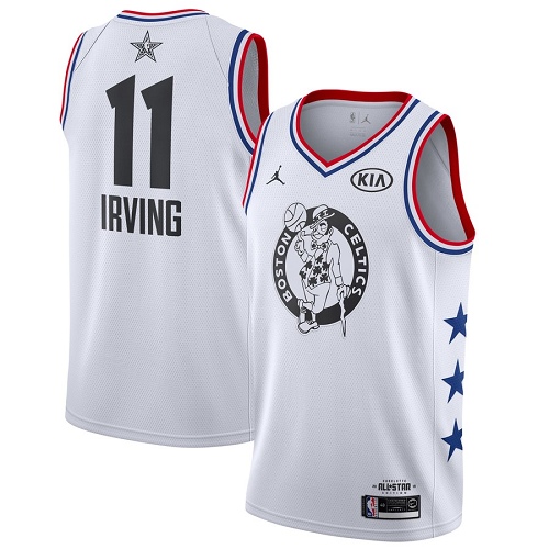 Personalized Celtics #11 Kyrie Irving White Basketball Jordan Swingman 2019 All-Star Game Jersey
