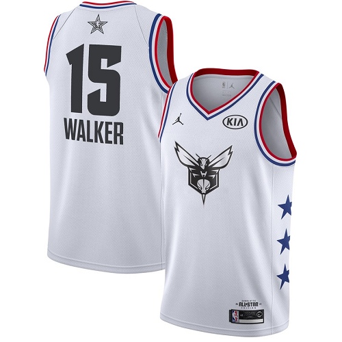 Personalized Hornets #15 Kemba Walker White Basketball Jordan Swingman 2019 All-Star Game Jersey