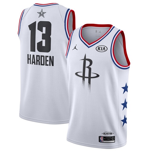 Personalized Rockets #13 James Harden White Basketball Jordan Swingman 2019 All-Star Game Jersey