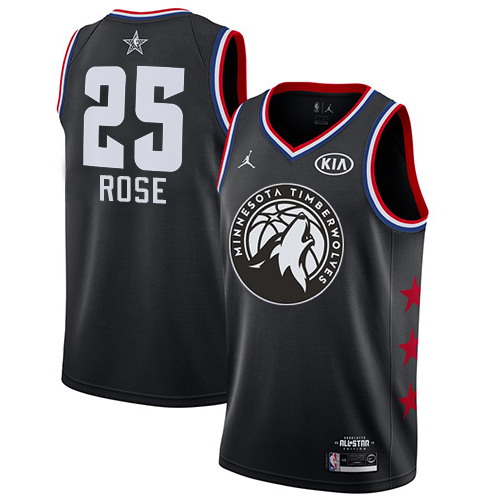 Personalized Timberwolves #25 Derrick Rose Black Basketball Jordan Swingman 2019 All-Star Game Jersey