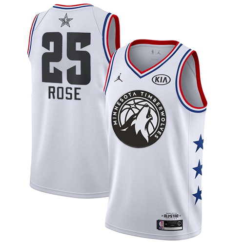 Personalized Timberwolves #25 Derrick Rose White Basketball Jordan Swingman 2019 All-Star Game Jersey