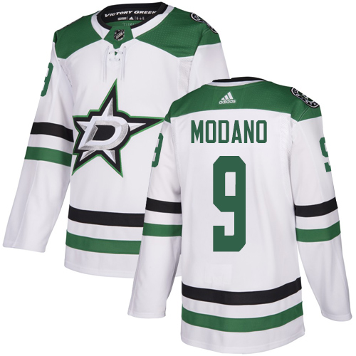 Personalized Stars #9 Mike Modano White Road Authentic Stitched Hockey Jersey