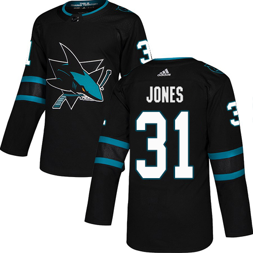 Personalized Sharks #31 Martin Jones Black Alternate Authentic Stitched Hockey Jersey