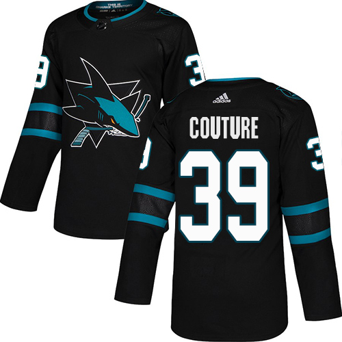 Personalized Sharks #39 Logan Couture Black Alternate Authentic Stitched Hockey Jersey