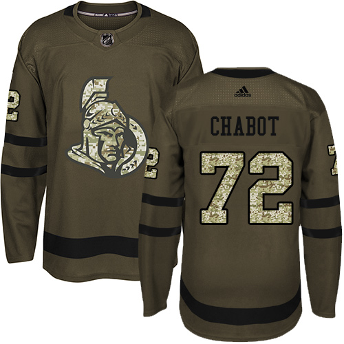 Personalized Senators #72 Thomas Chabot Green Salute to Service Stitched Hockey Jersey