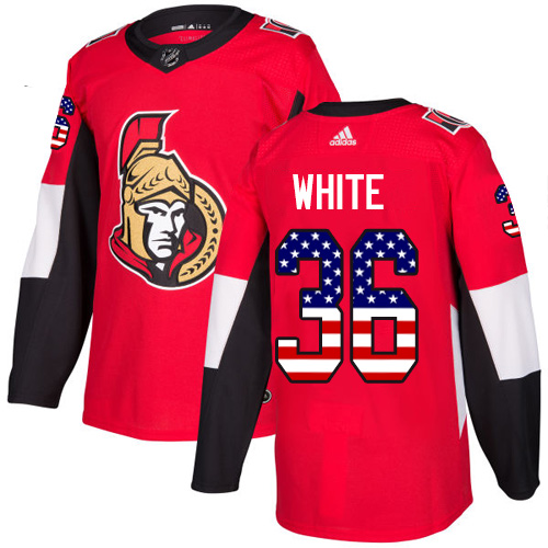 Personalized Senators #36 Colin White Red Home Authentic USA Flag Stitched Hockey Jersey