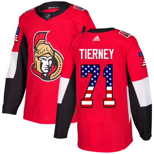 Personalized Senators #71 Chris Tierney Red Home Authentic USA Flag Stitched Hockey Jersey