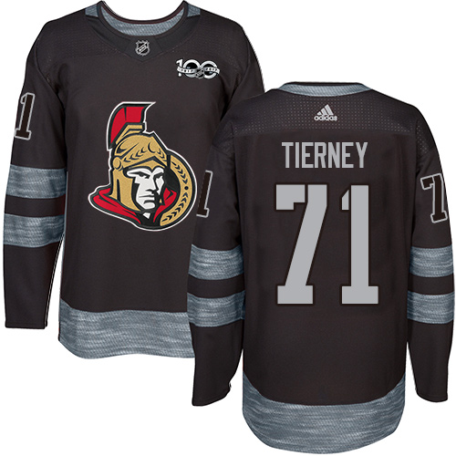 Personalized Senators #71 Chris Tierney Black 1917-2017 100th Anniversary Stitched Hockey Jersey