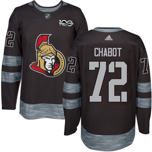 Personalized Senators #72 Thomas Chabot Black 1917-2017 100th Anniversary Stitched Hockey Jersey