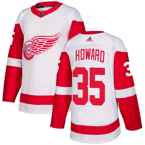 Personalized Red Wings #35 Jimmy Howard White Road Authentic Stitched Hockey Jersey