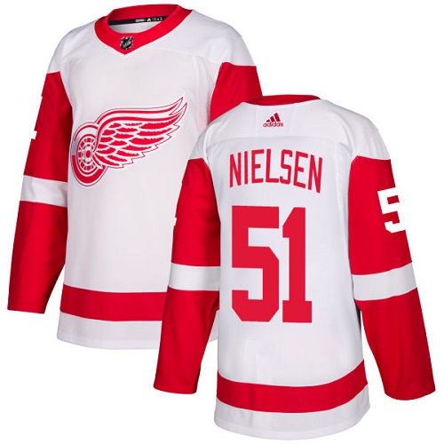 Personalized Red Wings #51 Frans Nielsen White Road Authentic Stitched Hockey Jersey