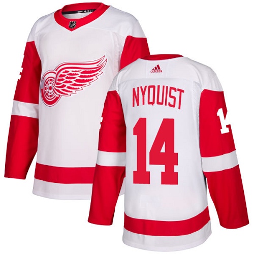 Personalized Red Wings #14 Gustav Nyquist White Road Authentic Stitched Hockey Jersey