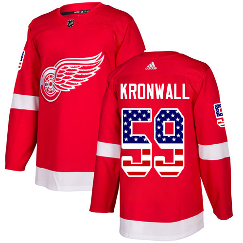 Personalized Red Wings #59 Niklas Kronwall Red Home Authentic USA Flag Stitched Hockey Jersey