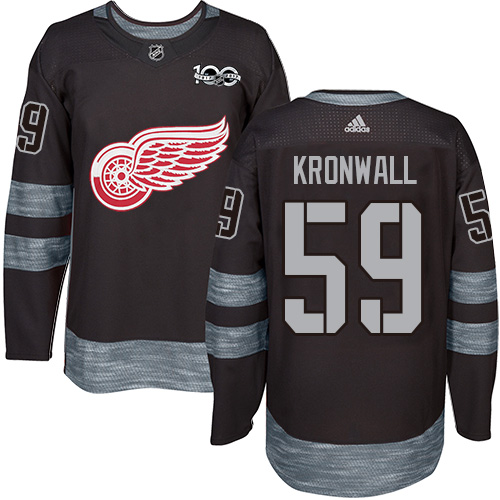 Personalized Red Wings #59 Niklas Kronwall Black 1917-2017 100th Anniversary Stitched Hockey Jersey