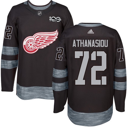 Personalized Red Wings #72 Andreas Athanasiou Black 1917-2017 100th Anniversary Stitched Hockey Jersey