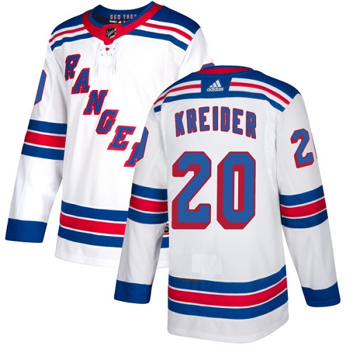 Personalized Rangers #20 Chris Kreider White Road Authentic Stitched Hockey Jersey