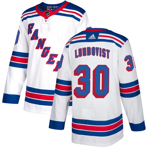 Personalized Rangers #30 Henrik Lundqvist White Road Authentic Stitched Hockey Jersey