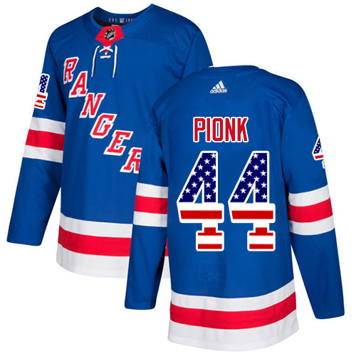 Personalized Rangers #44 Neal Pionk Royal Blue Home Authentic USA Flag Stitched Hockey Jersey