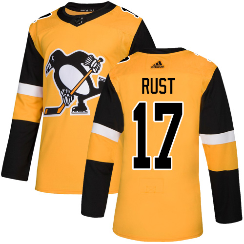 Personalized Penguins #17 Bryan Rust Gold Alternate Authentic Stitched Hockey Jersey