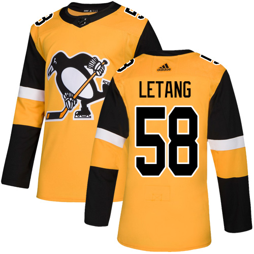 Personalized Penguins #58 Kris Letang Gold Alternate Authentic Stitched Hockey Jersey