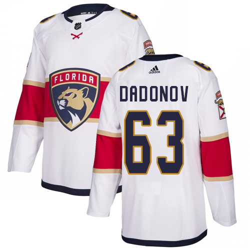 Personalized Panthers #63 Evgenii Dadonov White Road Authentic Stitched Hockey Jersey