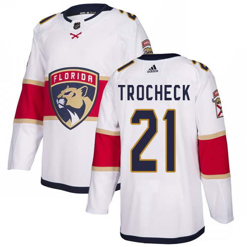 Personalized Panthers #21 Vincent Trocheck White Road Authentic Stitched Hockey Jersey