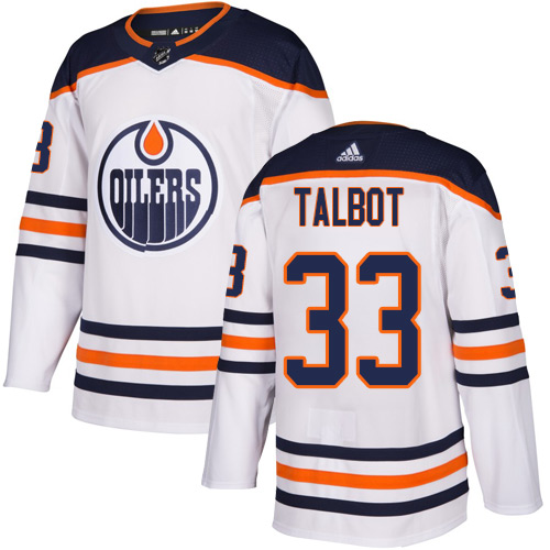 Personalized Oilers #33 Cam Talbot White Road Authentic Stitched Hockey Jersey