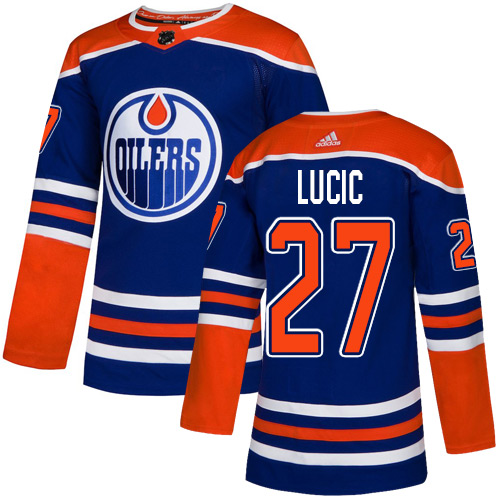 Personalized Oilers #27 Milan Lucic Royal Alternate Authentic Stitched Hockey Jersey