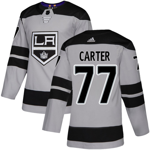 Personalized Kings #77 Jeff Carter Gray Alternate Authentic Stitched Hockey Jersey
