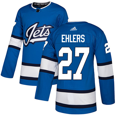 Personalized Jets #27 Nikolaj Ehlers Blue Alternate Authentic Stitched Hockey Jersey