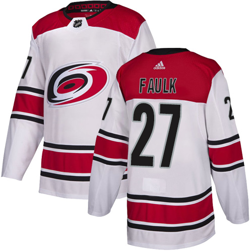 Personalized Hurricanes #27 Justin Faulk White Road Authentic Stitched Hockey Jersey