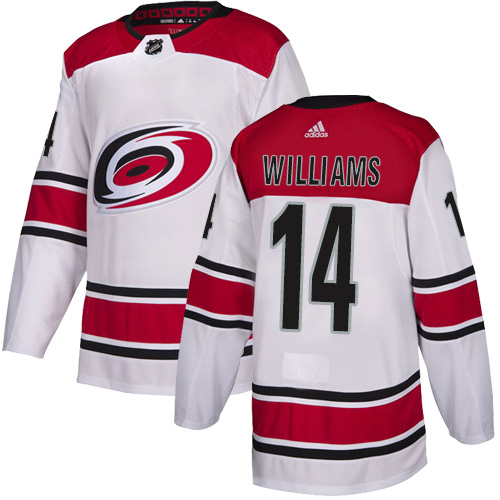 Personalized Hurricanes #14 Justin Williams White Road Authentic Stitched Hockey Jersey