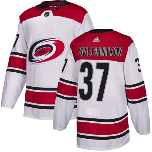 Personalized Hurricanes #37 Andrei Svechnikov White Road Authentic Stitched Hockey Jersey