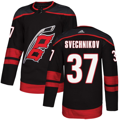 Personalized Hurricanes #37 Andrei Svechnikov Black Alternate Authentic Stitched Hockey Jersey
