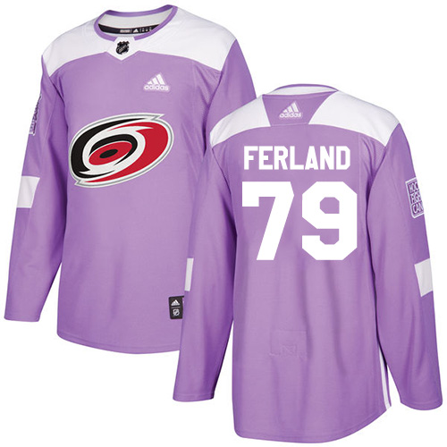 Personalized Hurricanes #79 Michael Ferland Purple Authentic Fights Cancer Stitched Hockey Jersey