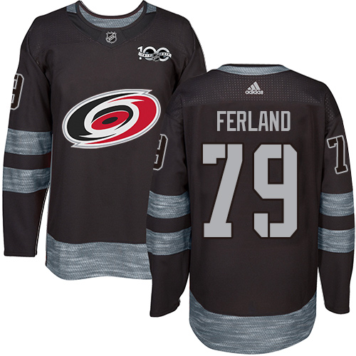Personalized Hurricanes #79 Michael Ferland Black 1917-2017 100th Anniversary Stitched Hockey Jersey