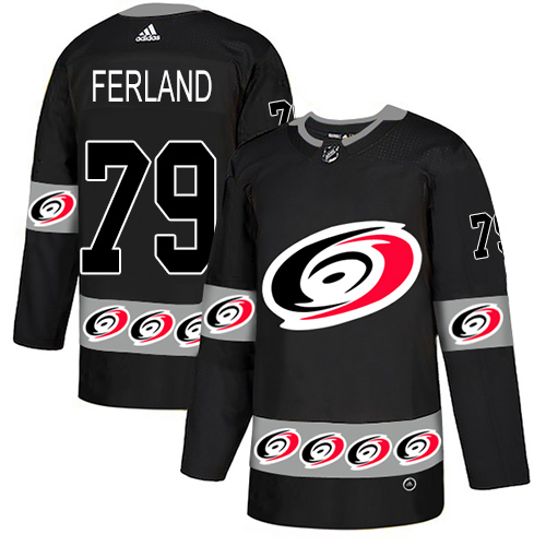 Personalized Hurricanes #79 Michael Ferland Black Authentic Team Logo Fashion Stitched Hockey Jersey