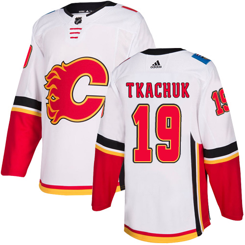 Personalized Flames #19 Matthew Tkachuk White Road Authentic Stitched Hockey Jersey