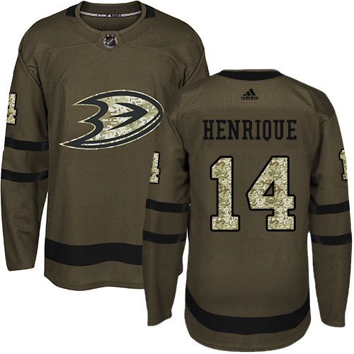 Personalized Ducks #14 Adam Henrique Green Salute to Service Stitched Hockey Jersey