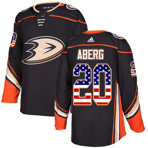 Personalized Ducks #20 Pontus Aberg Black Home Authentic USA Flag Stitched Hockey Jersey