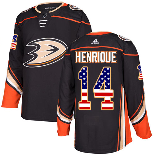 Personalized Ducks #14 Adam Henrique Black Home Authentic USA Flag Stitched Hockey Jersey