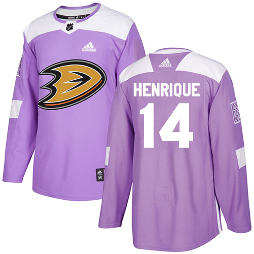 Personalized Ducks #14 Adam Henrique Purple Authentic Fights Cancer Stitched Hockey Jersey
