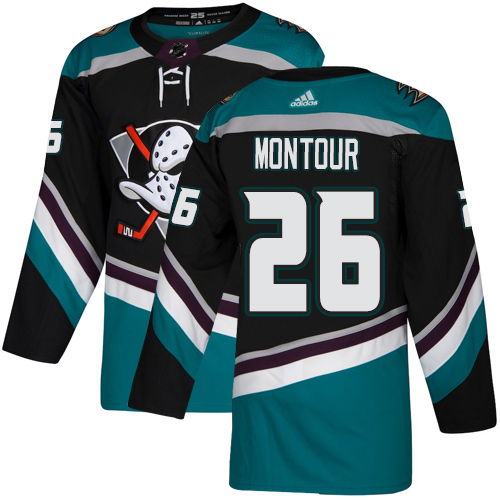 Personalized Ducks #26 Brandon Montour Black Teal Alternate Authentic Stitched Hockey Jersey