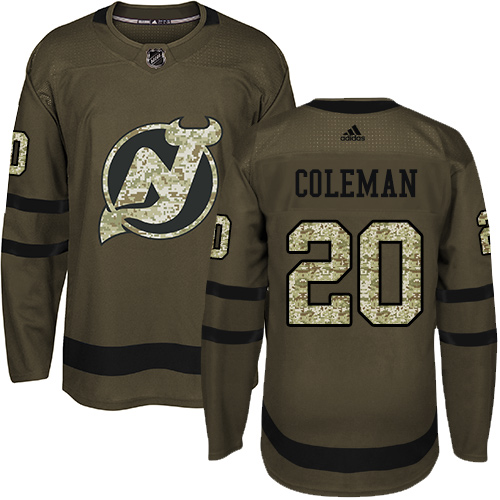 Personalized Devils #20 Blake Coleman Green Salute to Service Stitched Hockey Jersey
