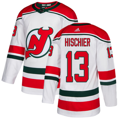 Personalized Devils #13 Nico Hischier White Alternate Authentic Stitched Hockey Jersey