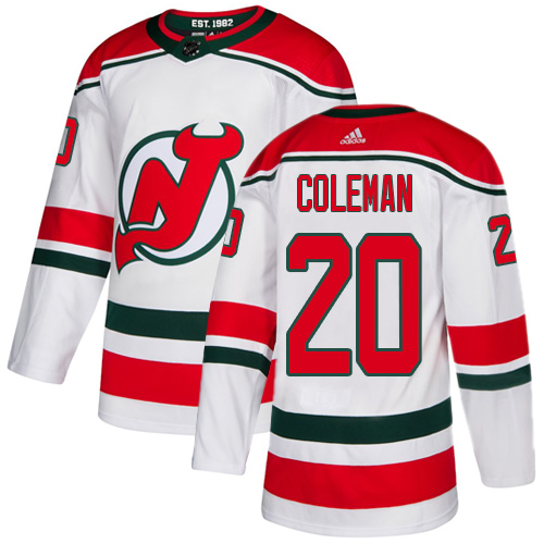 Personalized Devils #20 Blake Coleman White Alternate Authentic Stitched Hockey Jersey