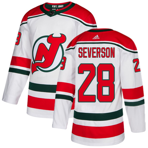 Personalized Devils #28 Damon Severson White Alternate Authentic Stitched Hockey Jersey